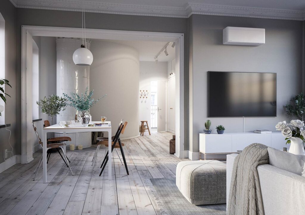 Daikin Stylish varmepumpe hvit i miljø